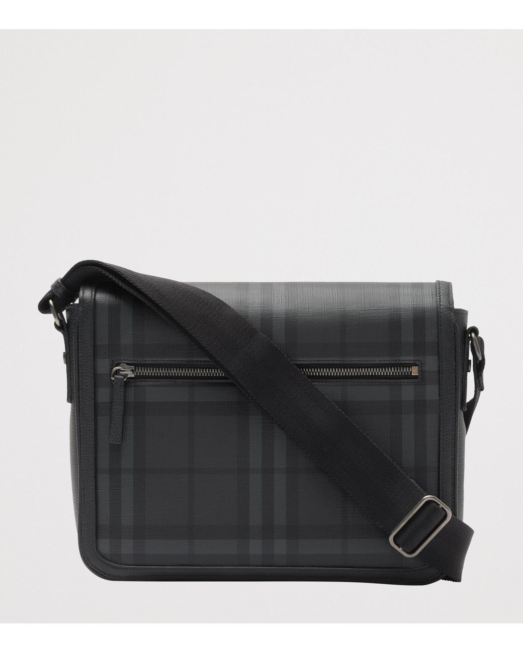 Burberry Black City Check Messenger Bag for men