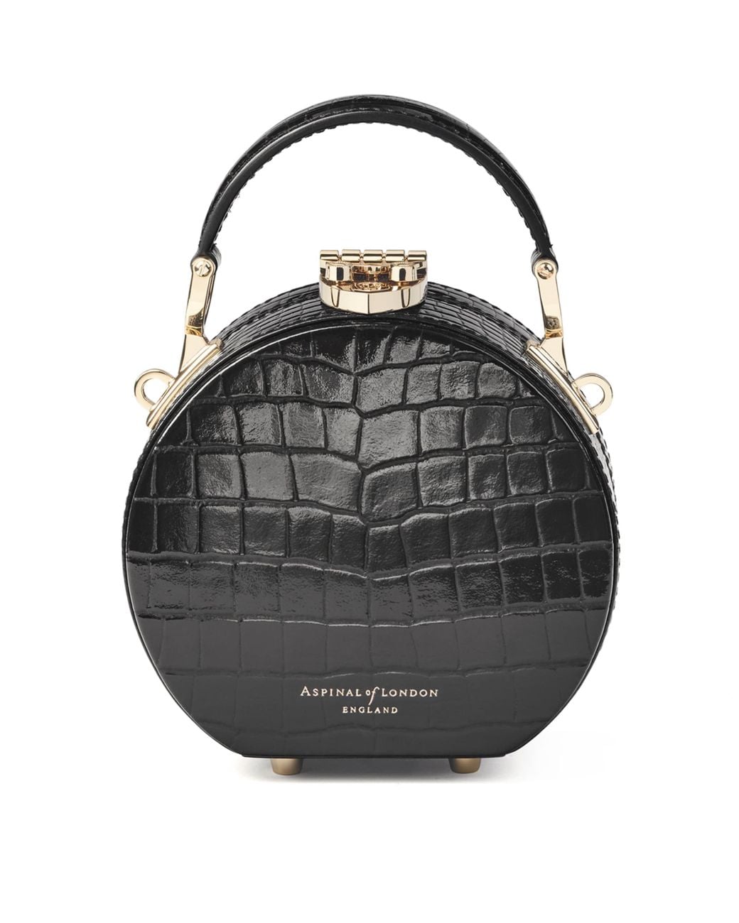 Aspinal Black Micro Hat Box Bag