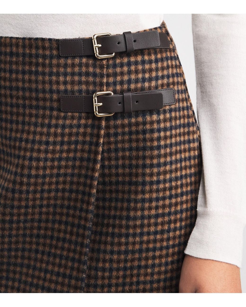 Claudie Pierlot Brown Wool-Blend Check Mini Skirt