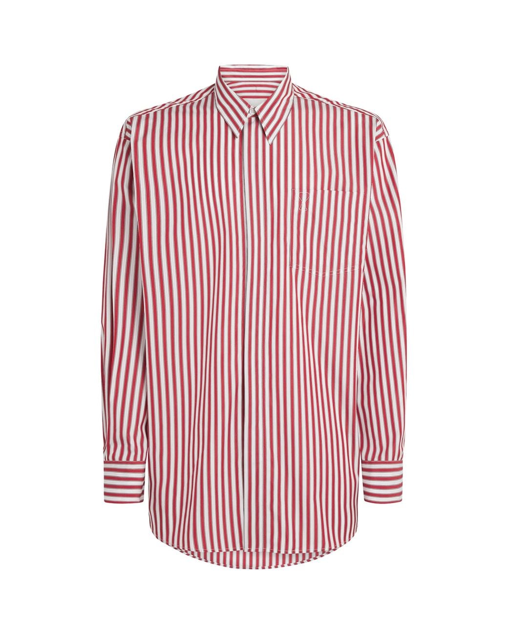 AMI Pink Cotton Oversized Stripe Shirt for men