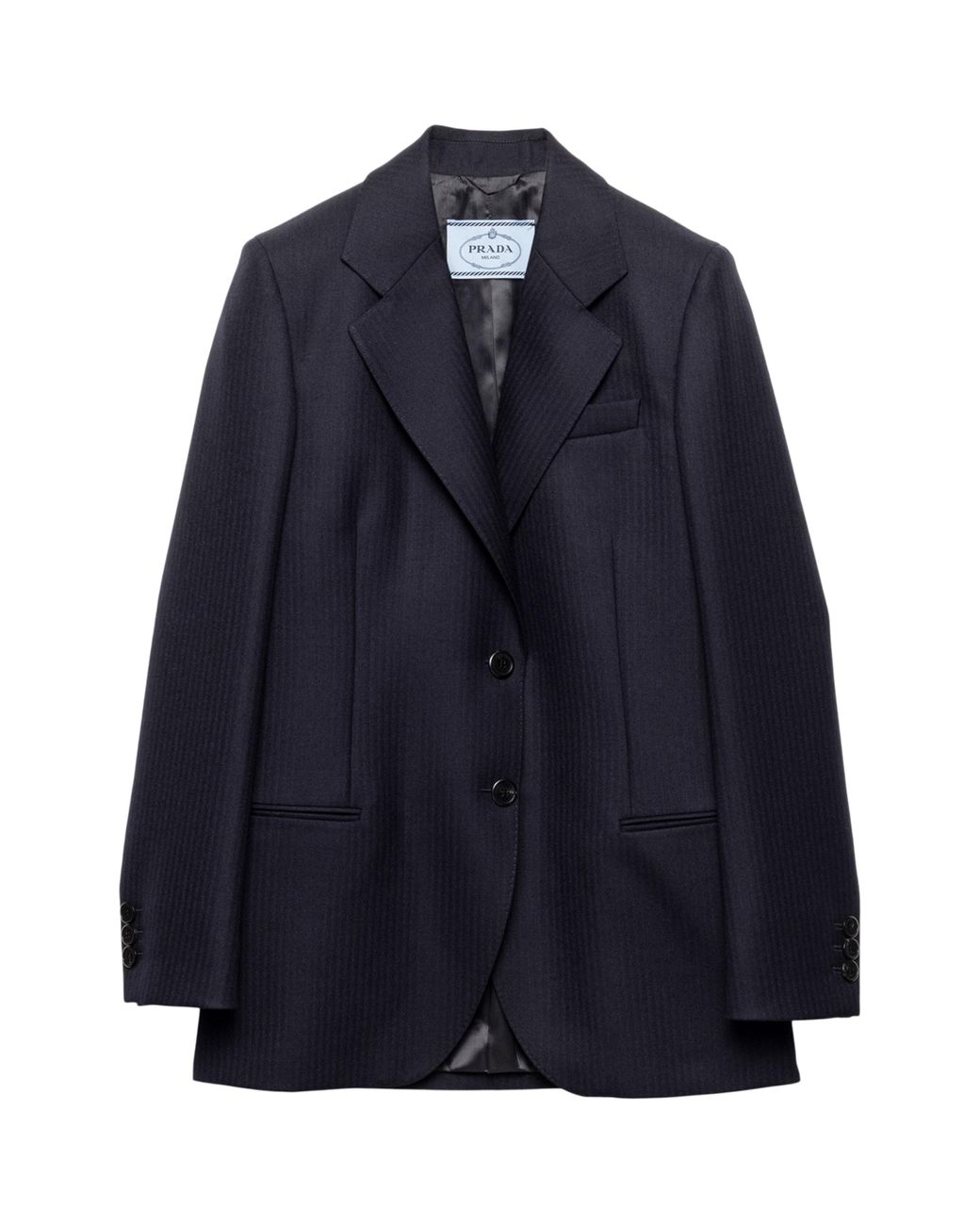 Prada Blue Wool Herringbone Blazer