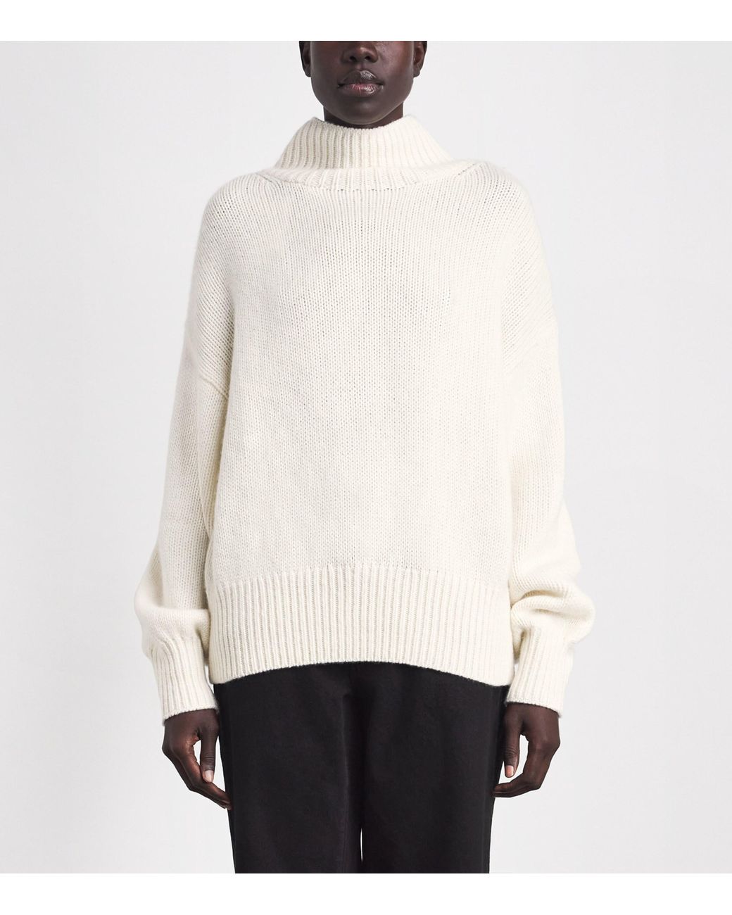 Polo Ralph Lauren White Cashmere Funnel-Neck Sweater