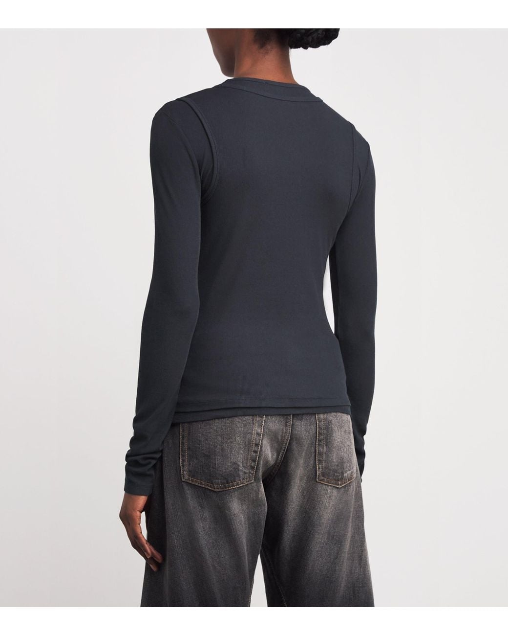 Acne Blue Stretch-Cotton Printed Layered T-Shirt