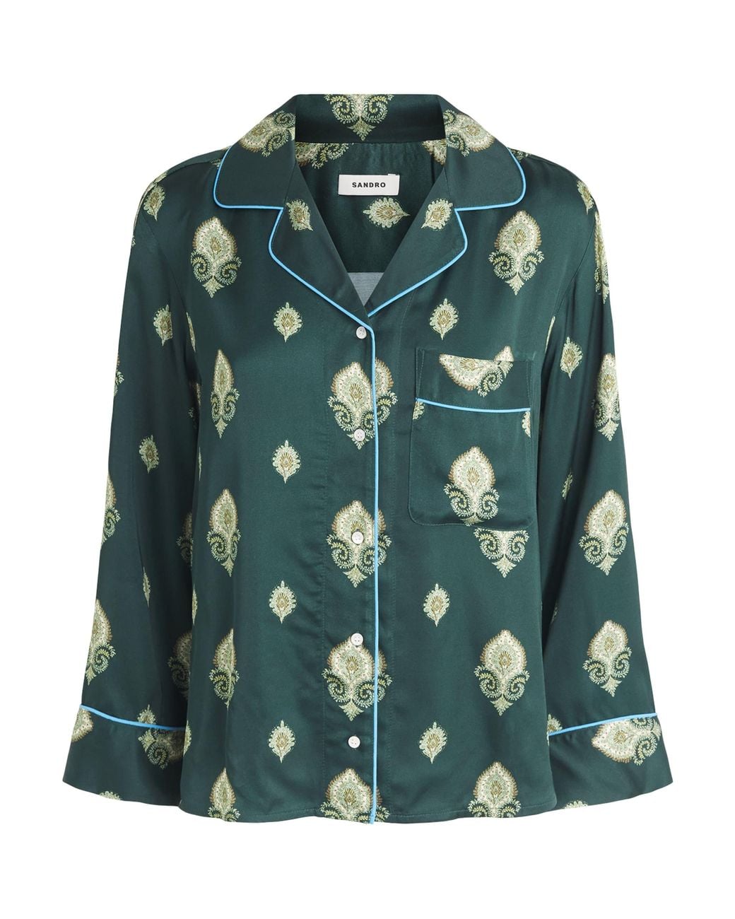 Sandro Green Paisley Pyjama-Style Shirt