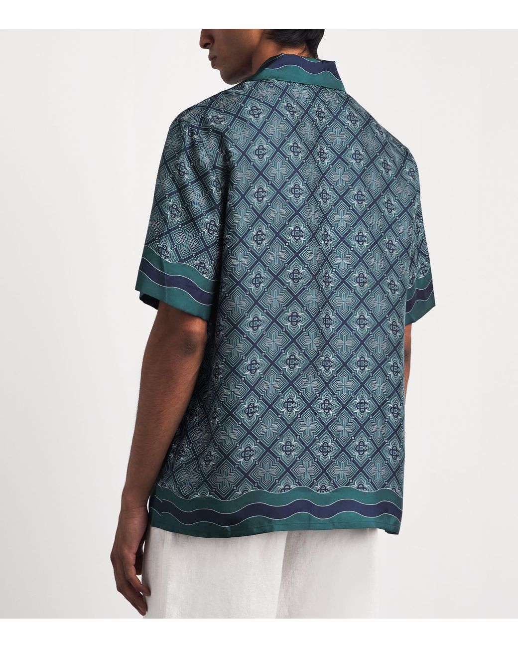 Casablanca Blue Silk Radiating Monogram Shirt for men
