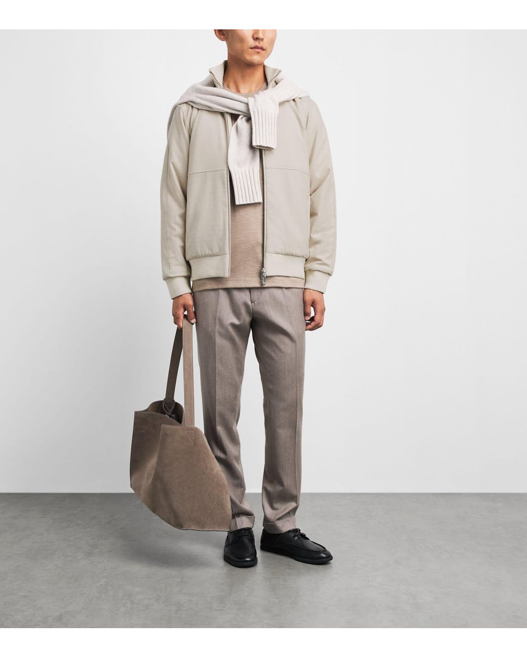 Marco Pescarolo White Cashmere-Blend Reversible Bomber Jacket for men