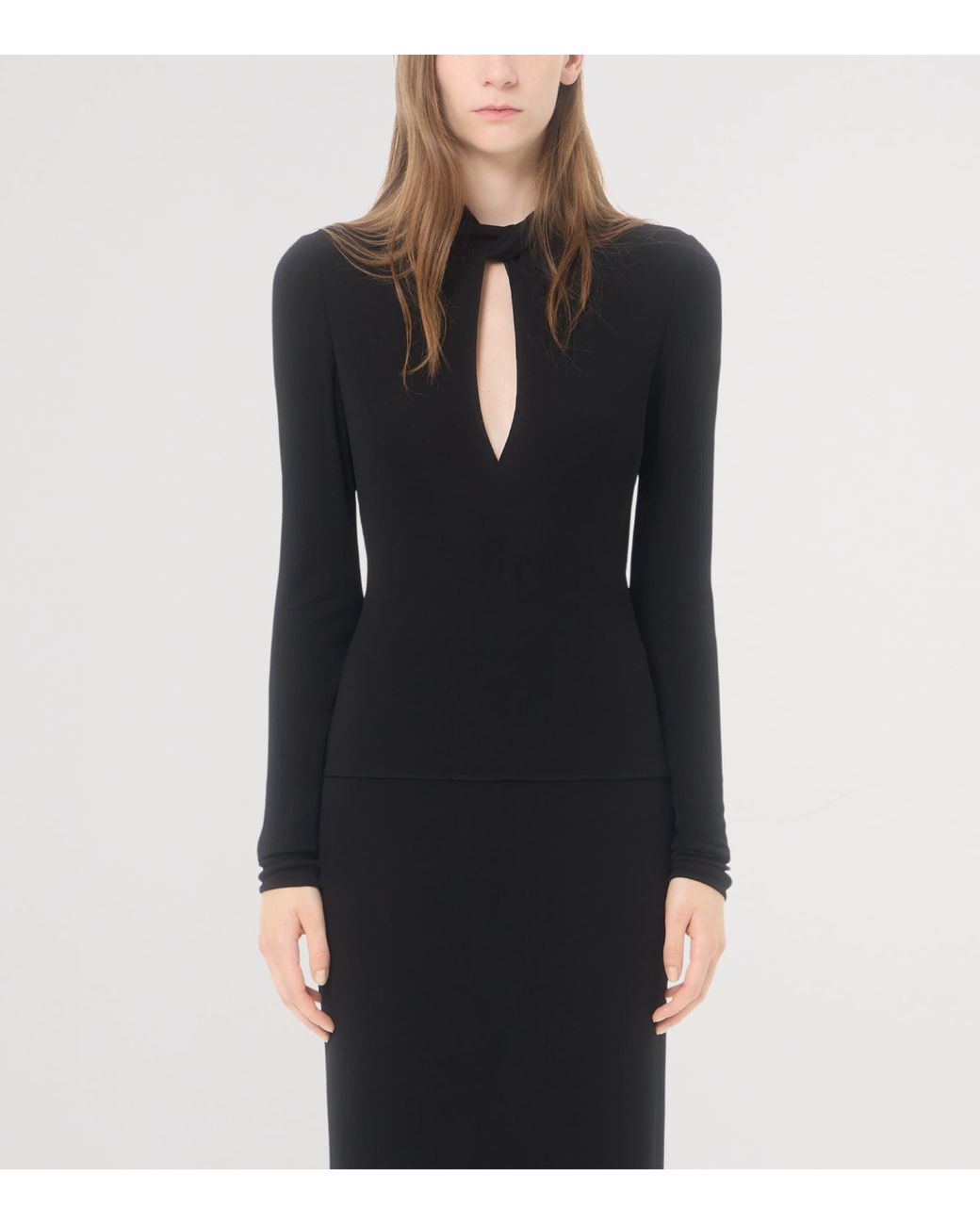 Valentino Black Keyhole Long-Sleeve Top