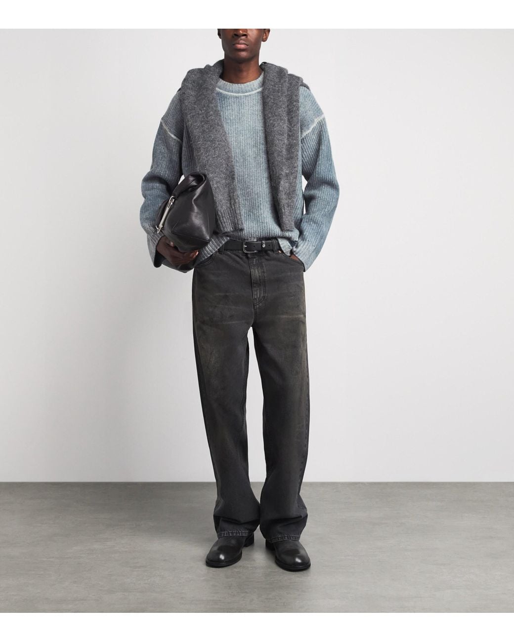 Represent Blue Wool Reversible Fade Out Sweater for men
