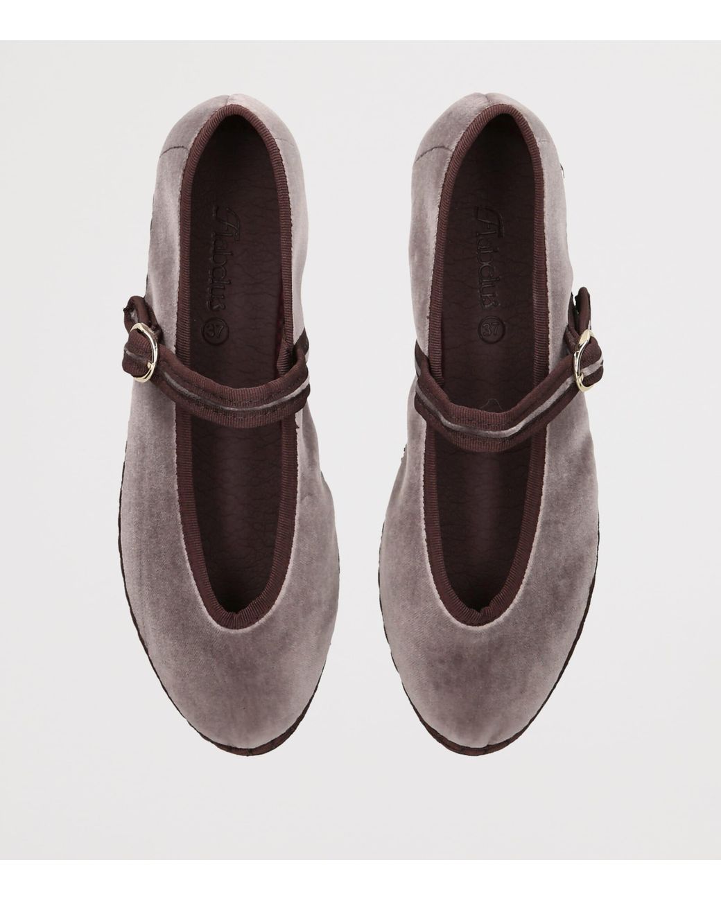 Flabelus Brown Velvet Pierre Mary Jane Flats