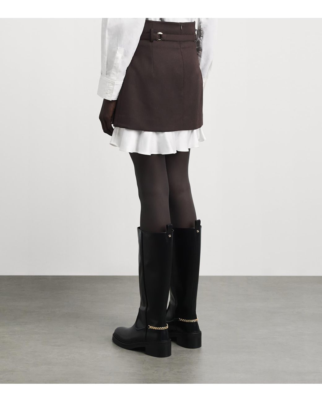 Sandro Brown Wool-Blend 2-In-1 Mini Skirt
