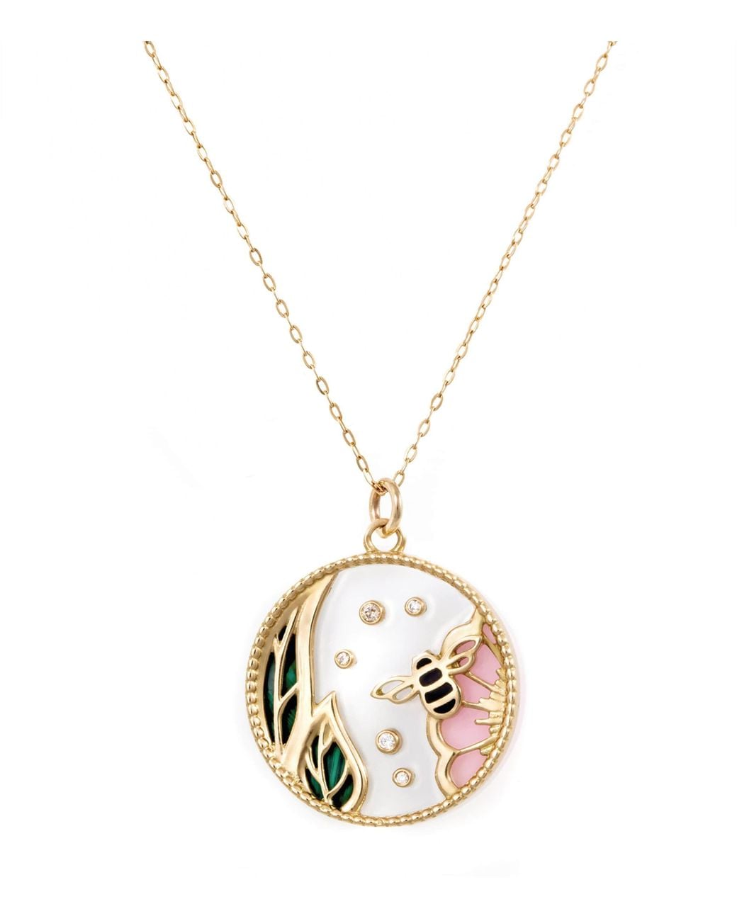 L'Atelier Nawbar Metallic And Diamond Love Spring Pendant Necklace