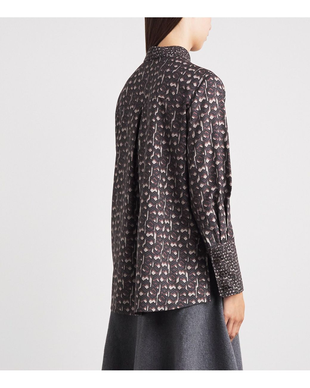 Colombo Gray Worsted Cashmere Printed Shirt