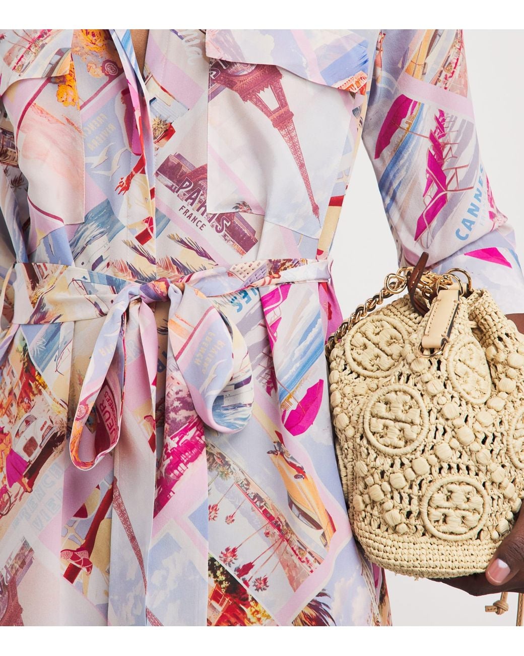 L'Agence Pink Silk Printed Cameron Maxi Shirt Dress