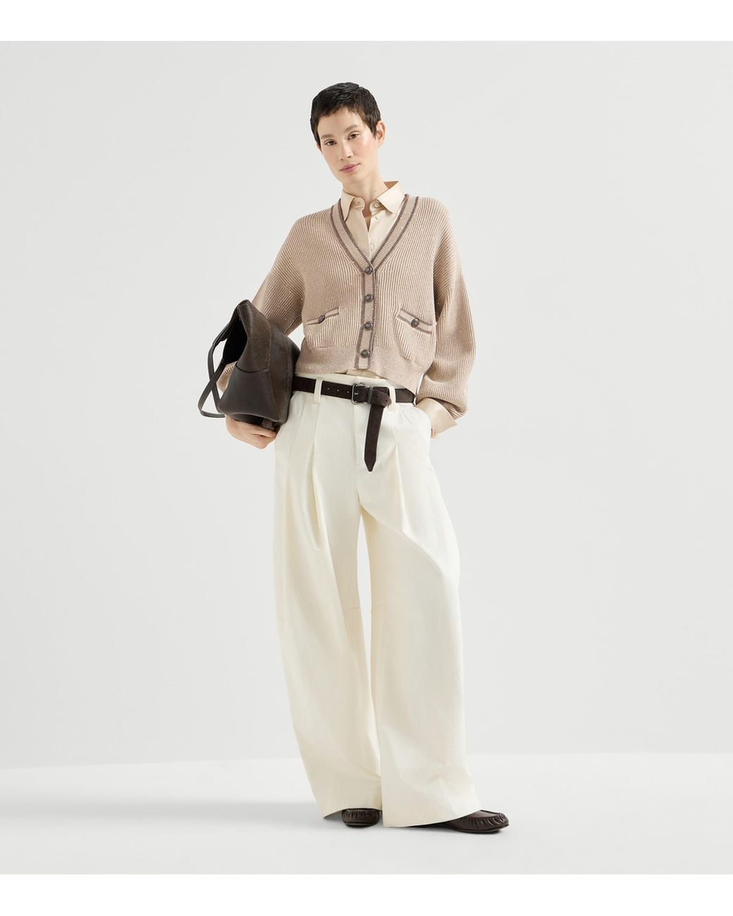 Brunello Cucinelli Natural Stretch-Silk Satin Shirt