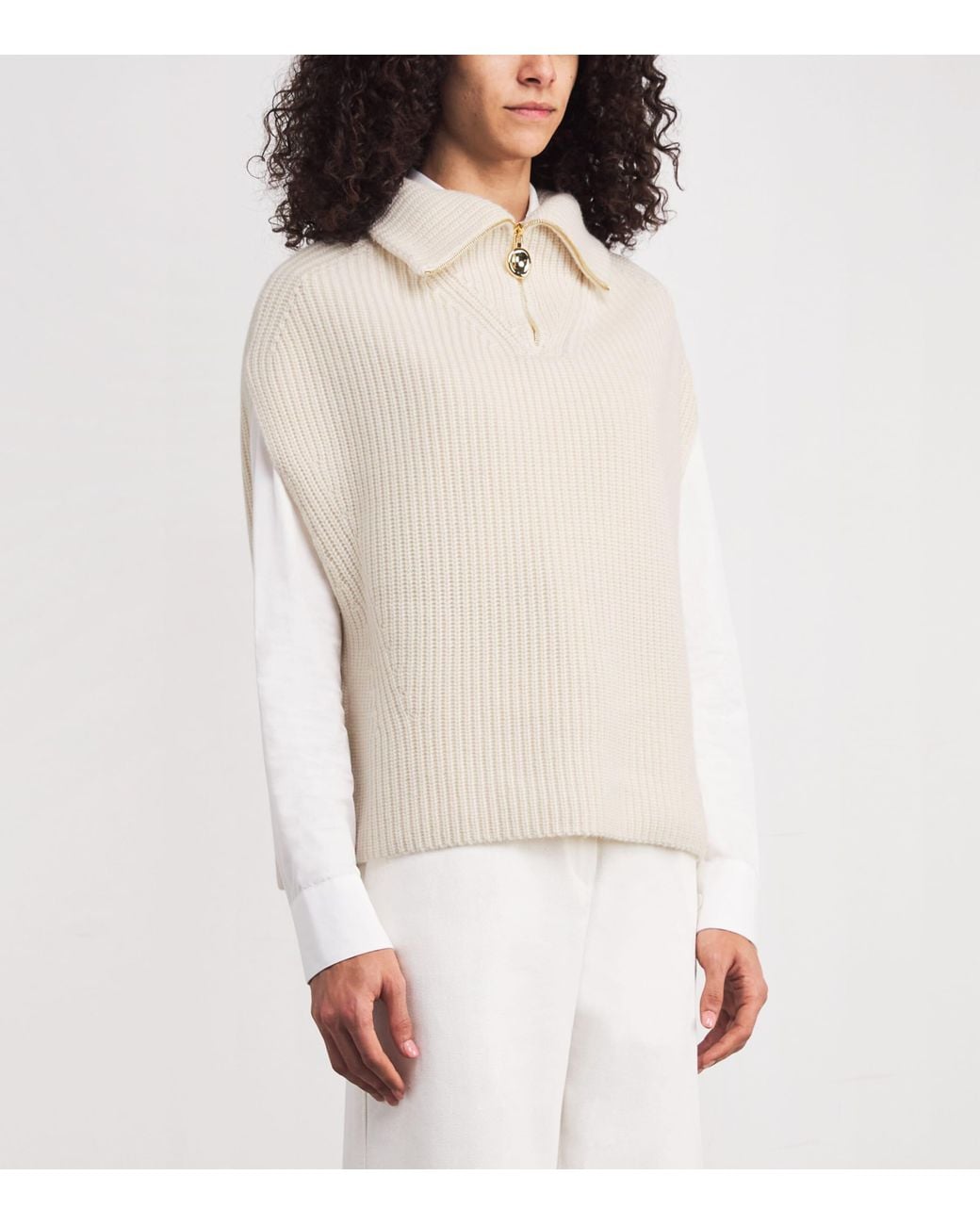 Joseph White Cashmere-Blend Ribed Raffet Sweater