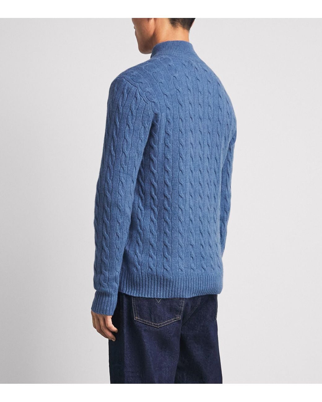 Polo Ralph Lauren Blue Wool-Cashmere Quarter-Zip Sweater for men