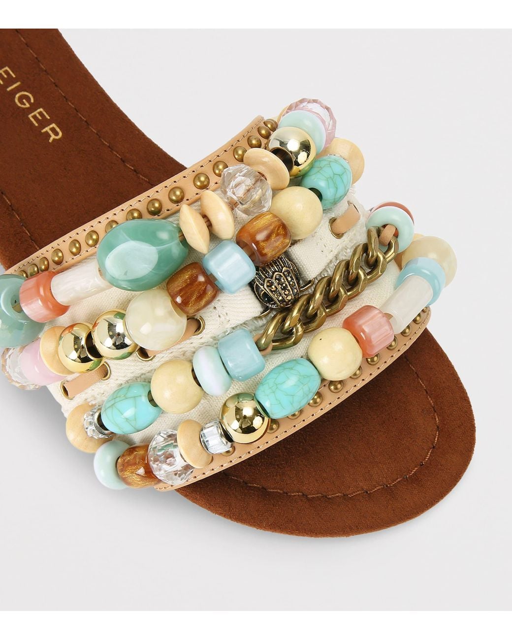 Kurt Geiger Brown Beaded Southbank Sandals