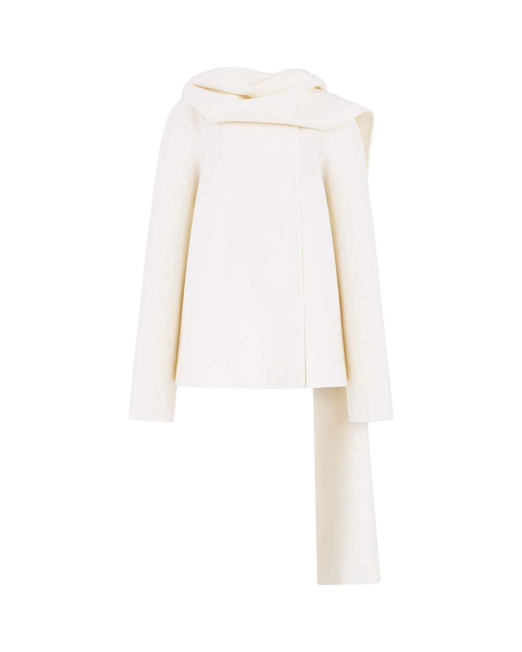 Alaïa White Wool Scarf Coat