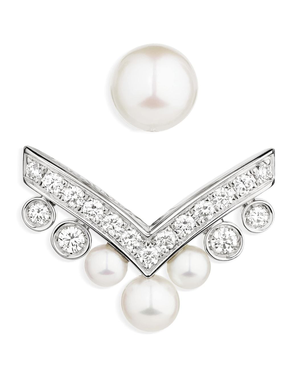 Chaumet White Diamond And Pearl Joséphine Aigrette Single Earring