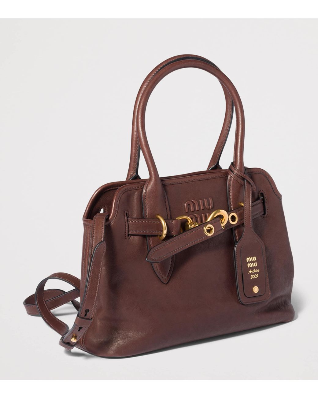 Miu Miu Brown Nappa Leather Aventure Top-Handle Bag