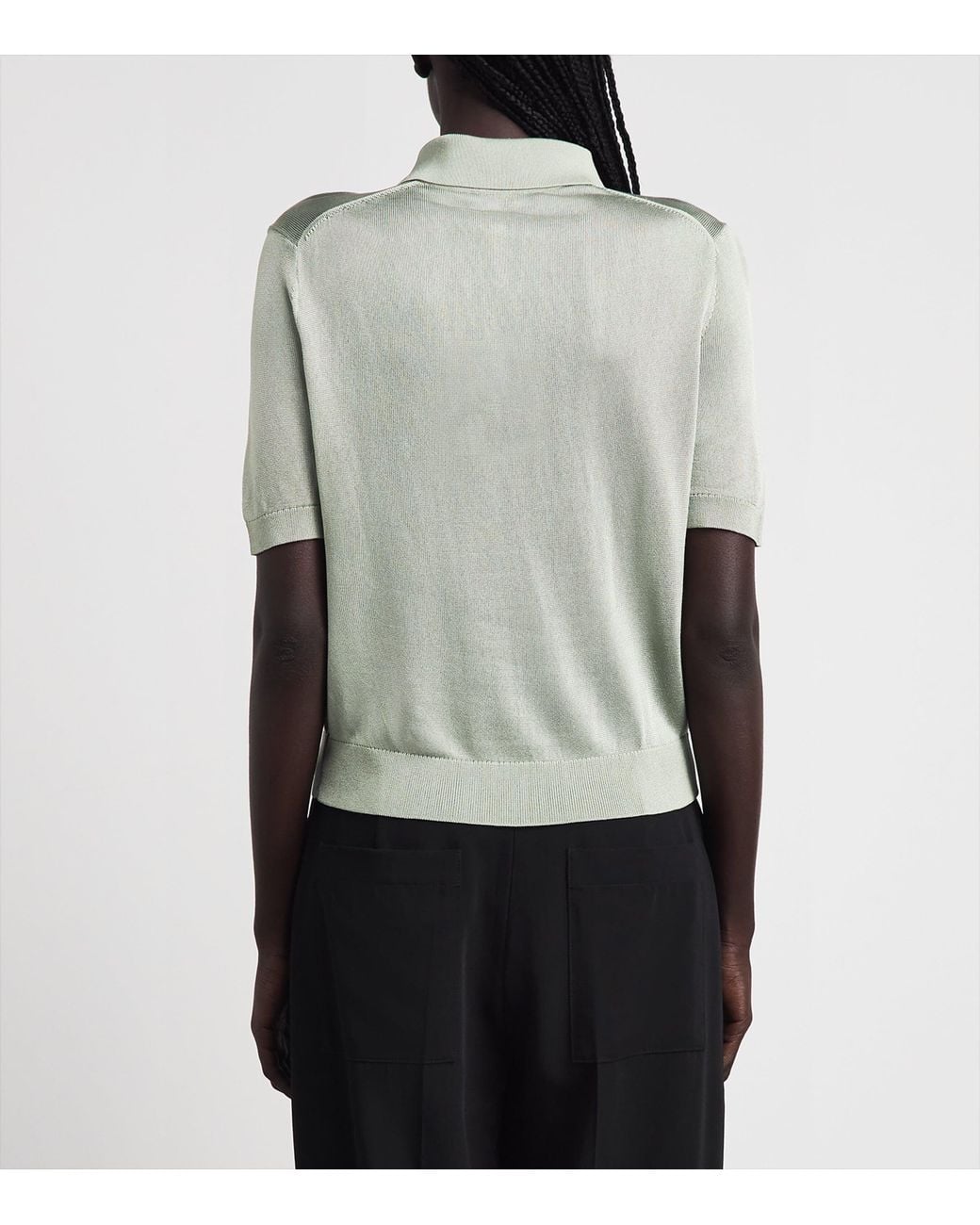Theory Green Linen-Blend Sheer Polo Shirt