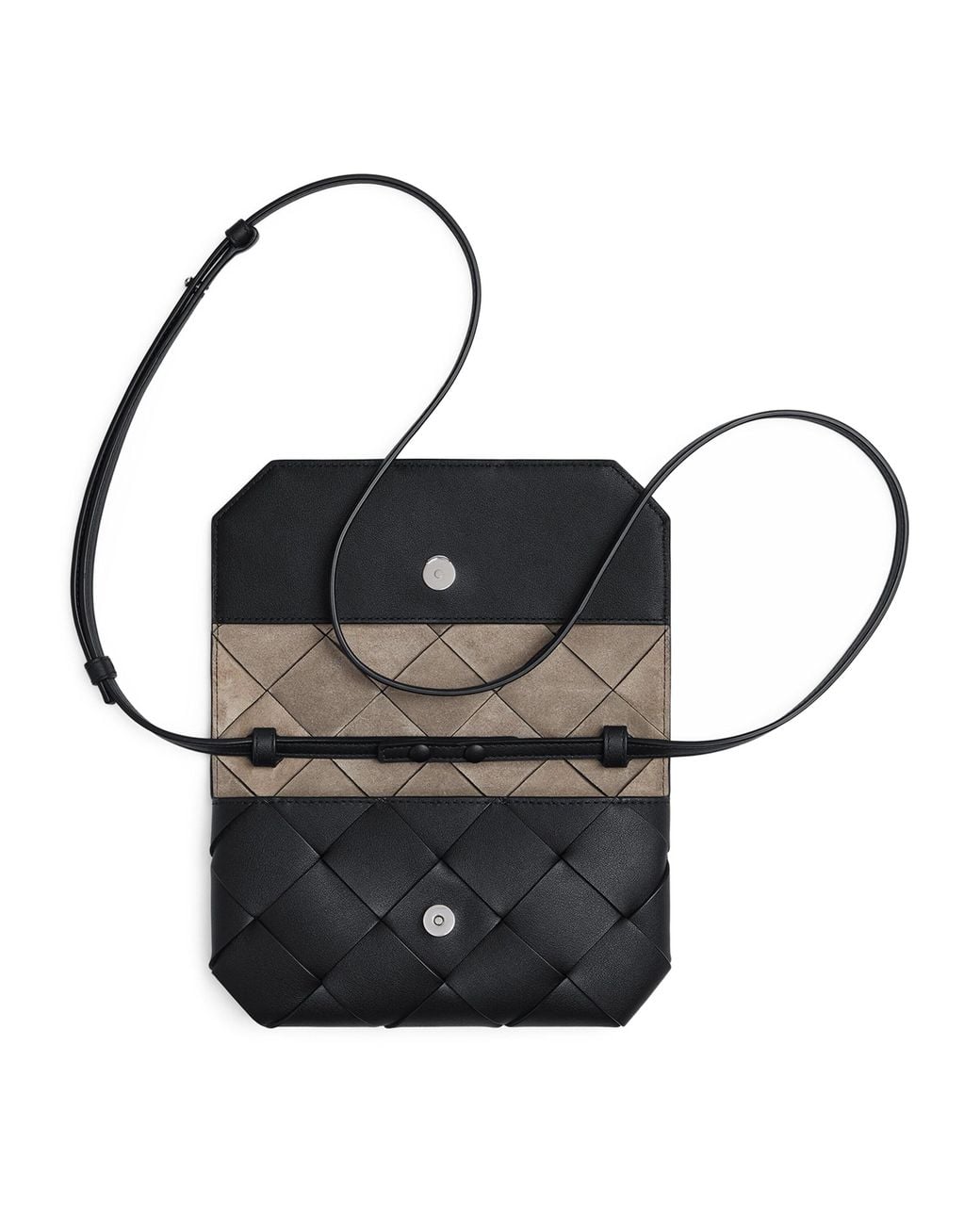 Bottega Veneta Black Leather Intreccio Cross-Body Pouch for men
