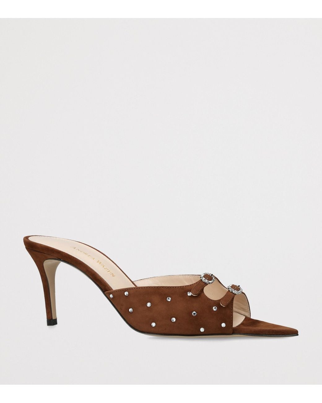 Andrea Wazen Brown Suede Carol Heeled Mules 75