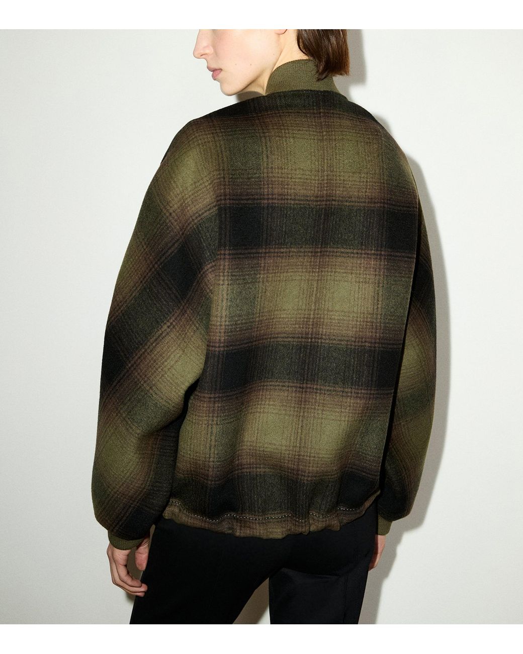MAX&Co. Green Virgin Wool Plaid Bomber Jacket