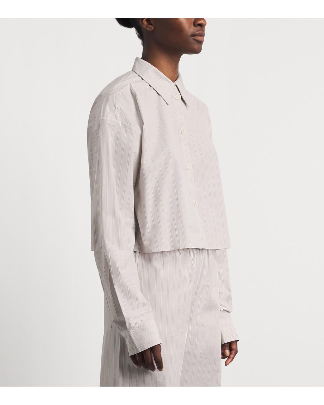 ÉTERNE White Cotton Cropped Ludo Shirt