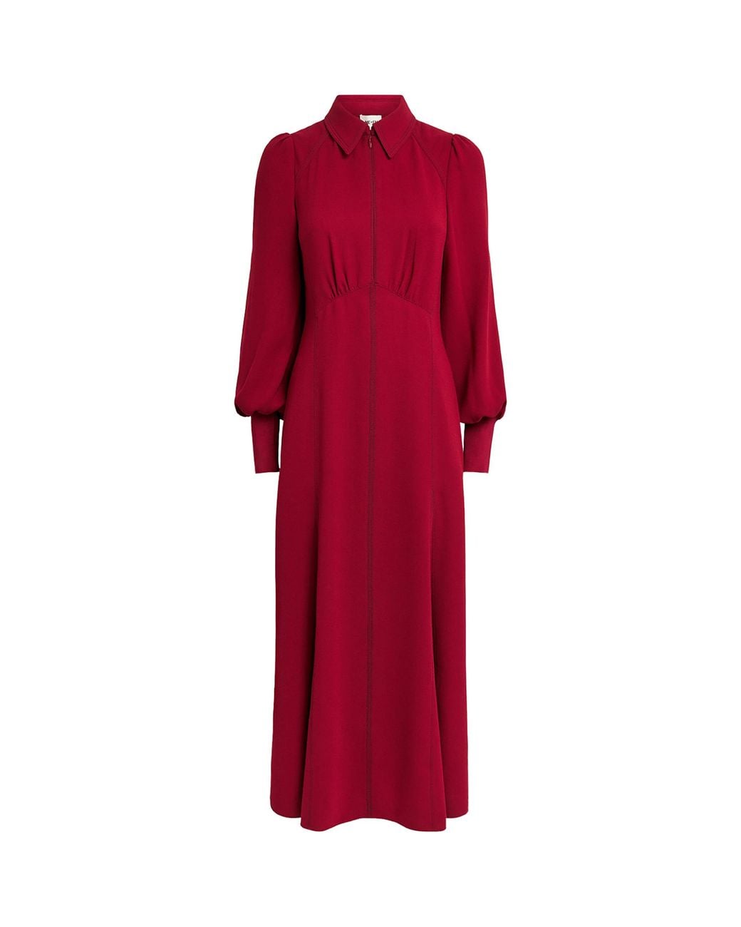 ME+EM Red Crepe Balloon-Sleeve Maxi Dress