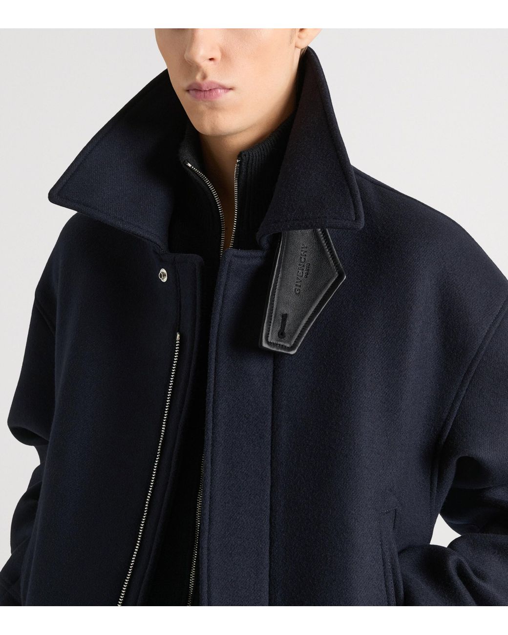 Givenchy Blue Wool Oversized-Collar Jacket for men