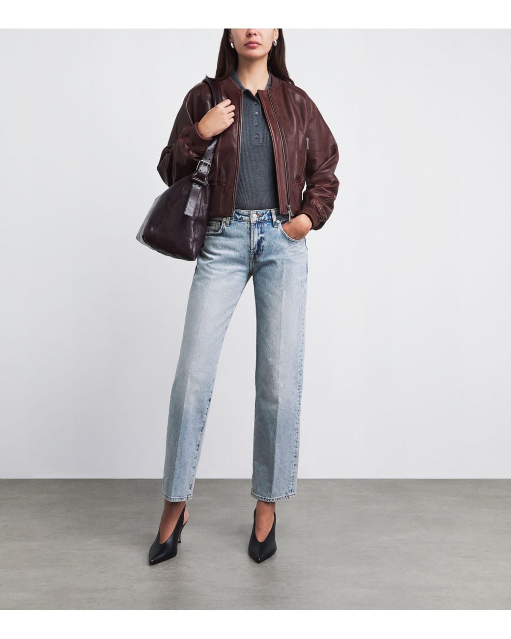 7 For All Mankind Blue Calie Mid-Rise Straight Jeans