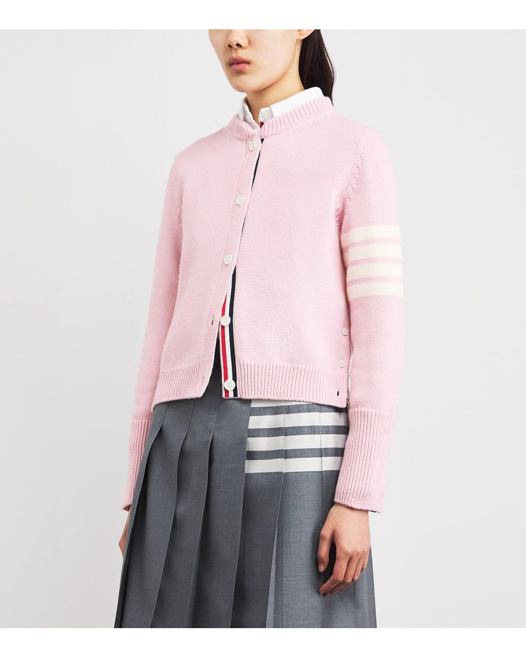 Thom Browne Pink Wool Hector 4-Bar Cardigan