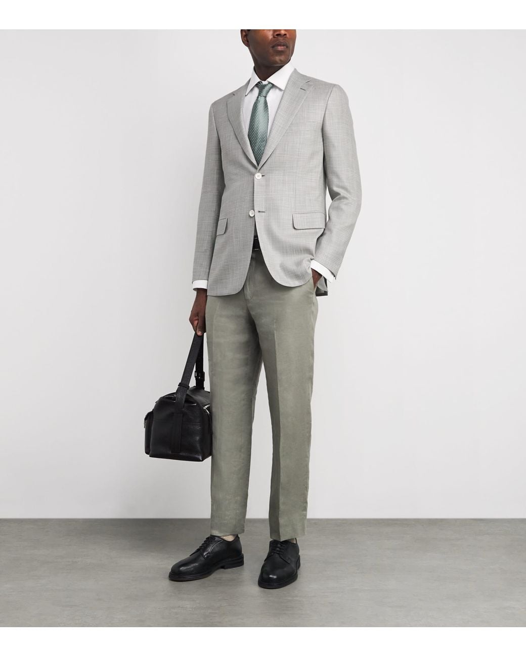 Brioni Gray Wool-Silk Check Ravello Blazer for men