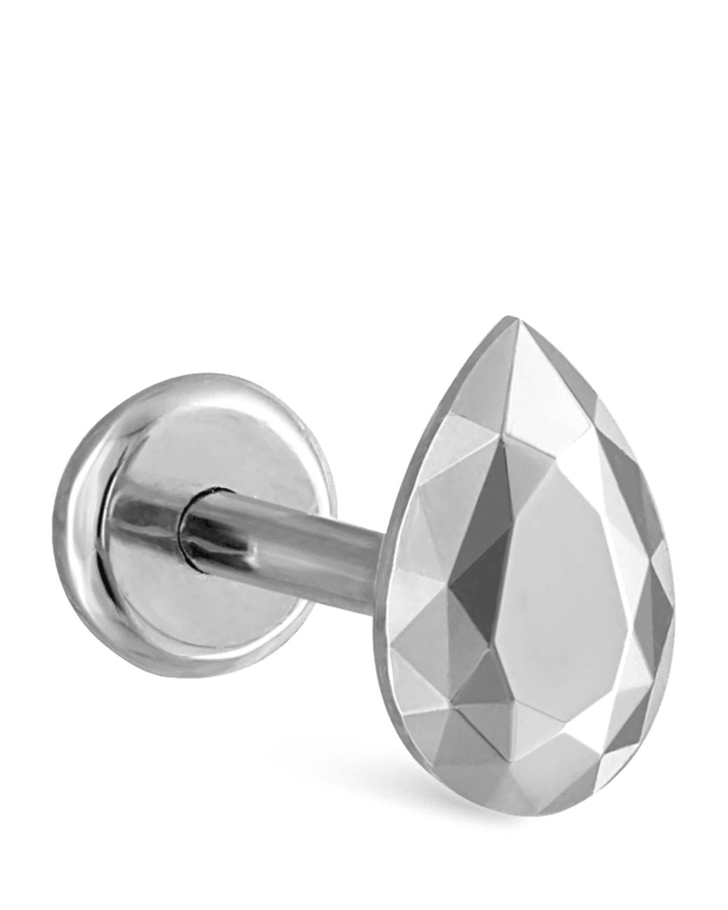 Maria Tash Gray Faceted Pear Threaded Stud Earring