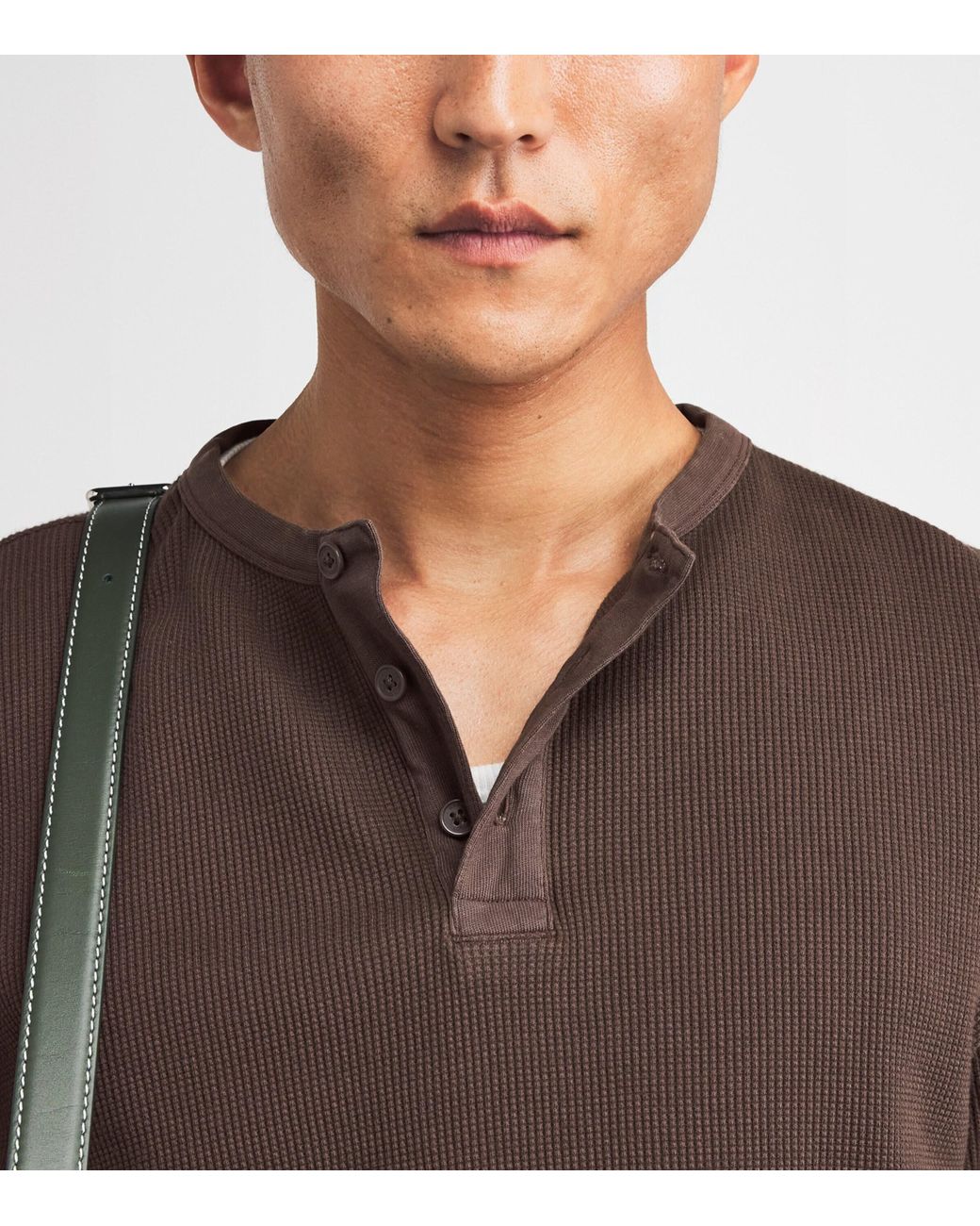 Wax London Brown Cotton Caleb Henley Top for men