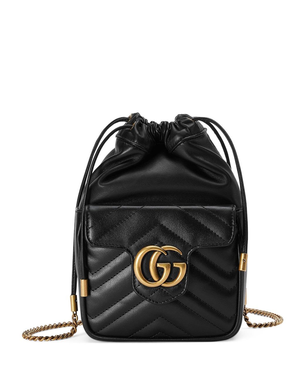 Gucci Leather Gg Marmont Bucket Bag in Black Lyst UK