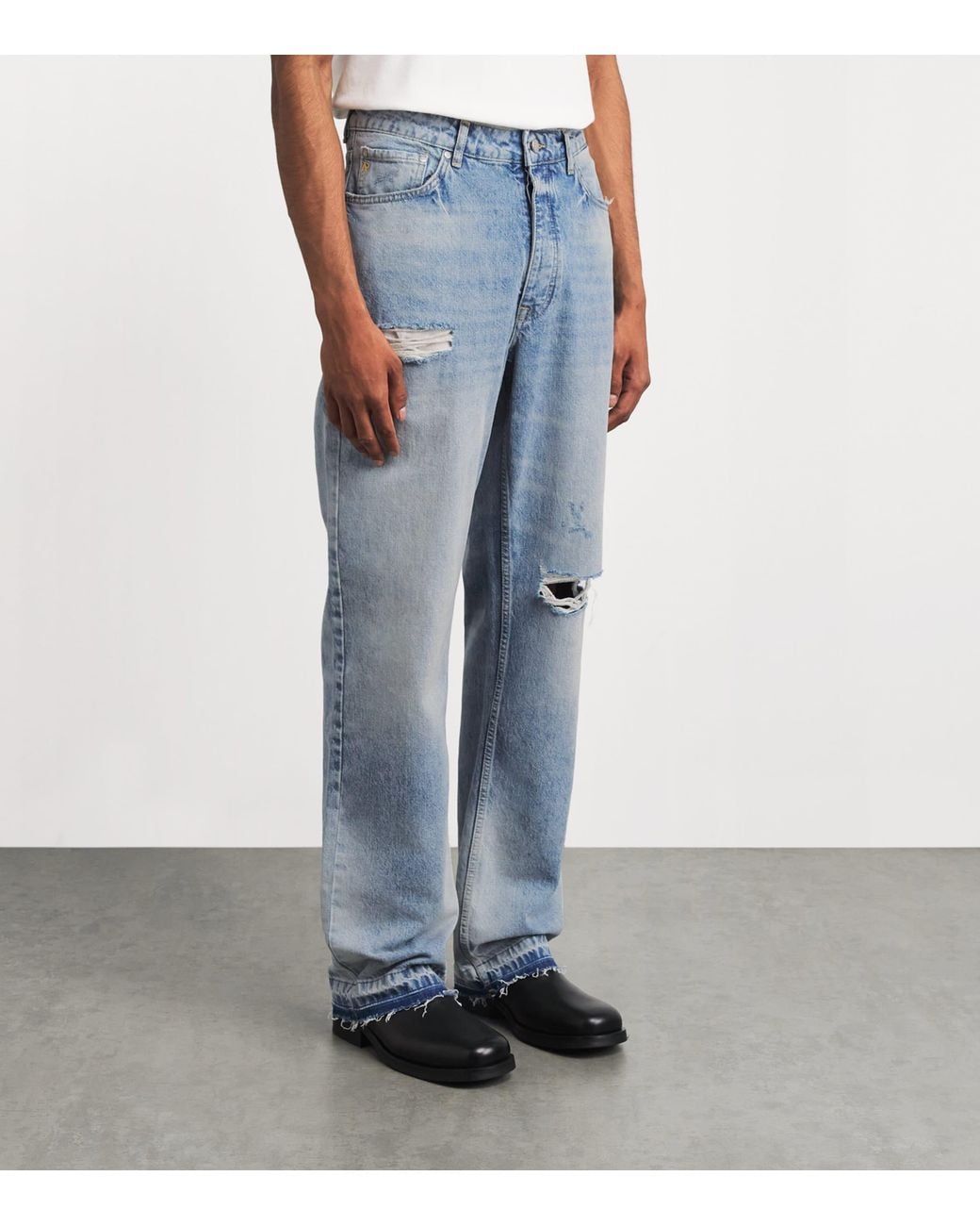 Represent Blue Ripped Heaton Straight Jeans for men