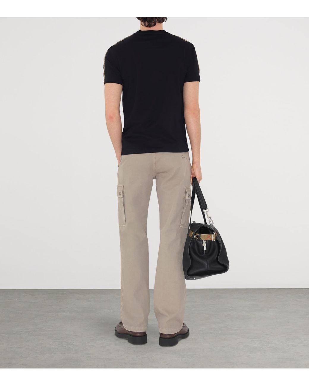Burberry Black Check-Trim Ekd T-Shirt for men