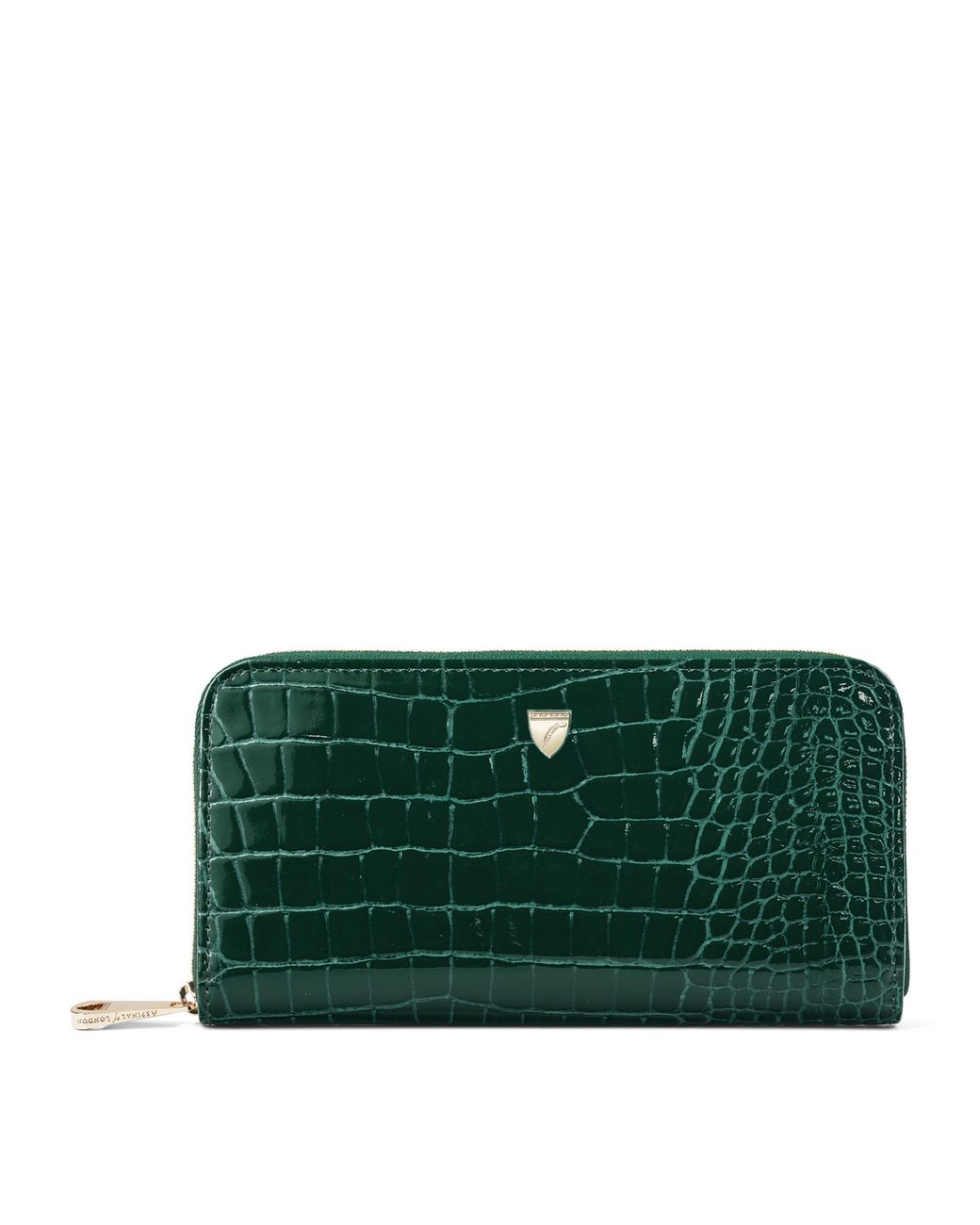 Aspinal of London Croc-embossed Continental Wallet in Green | Lyst