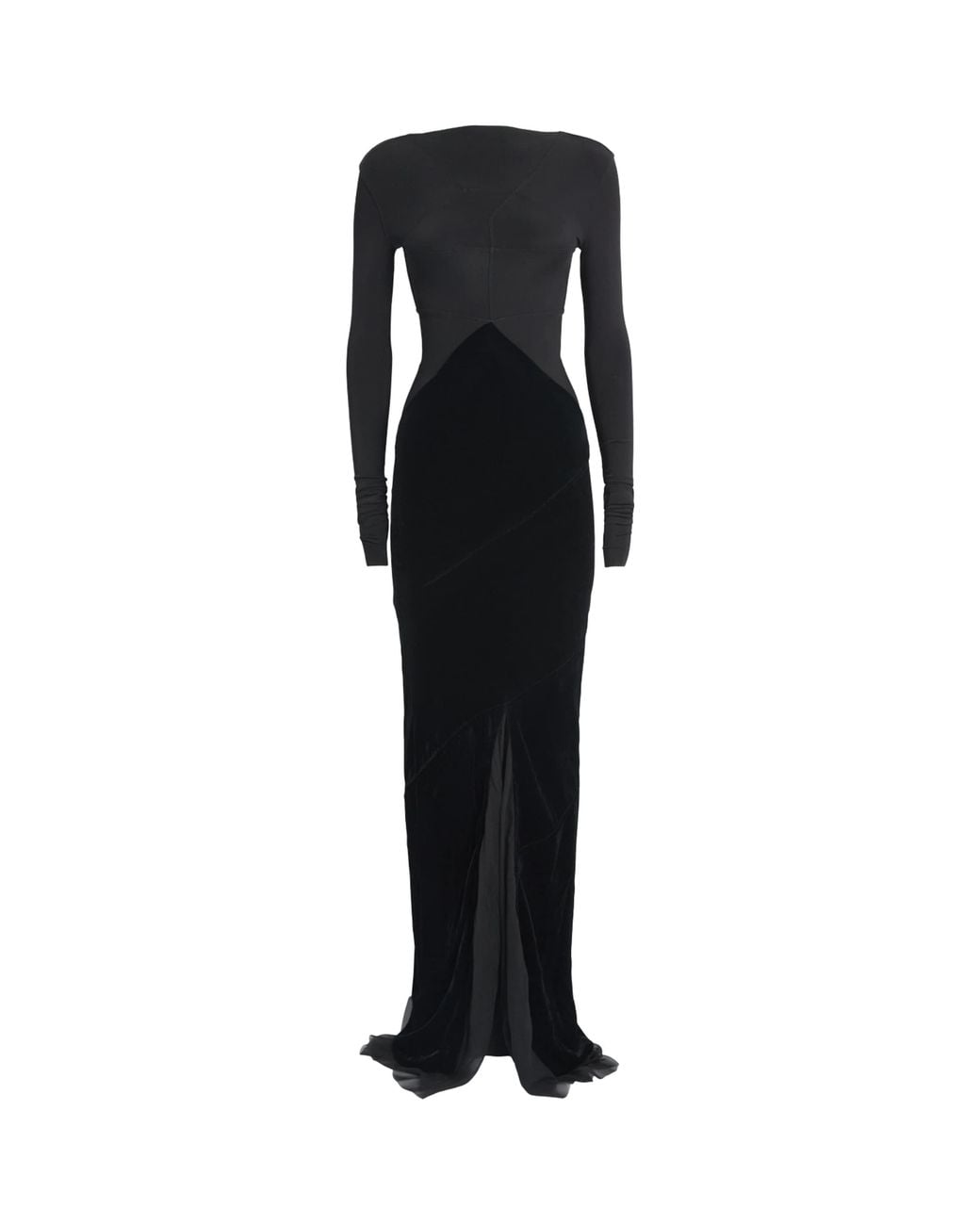 Rick Owens Black Contrast Abito Gown