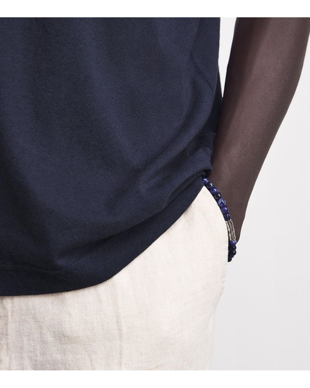 Frescobol Carioca Blue Cotton-Linen Dinis T-Shirt for men