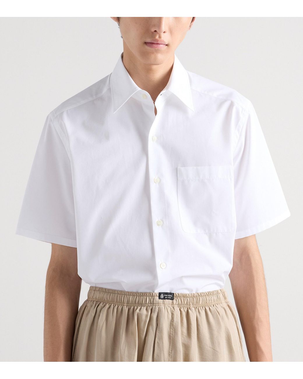 Prada White Cotton Short-Sleeve Shirt for men