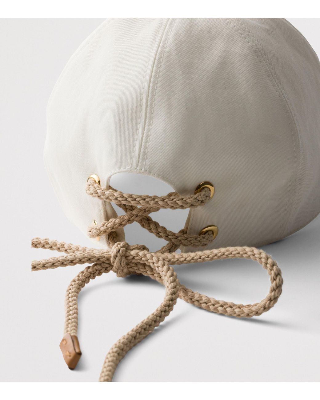 Prada White Cotton Cord Cap