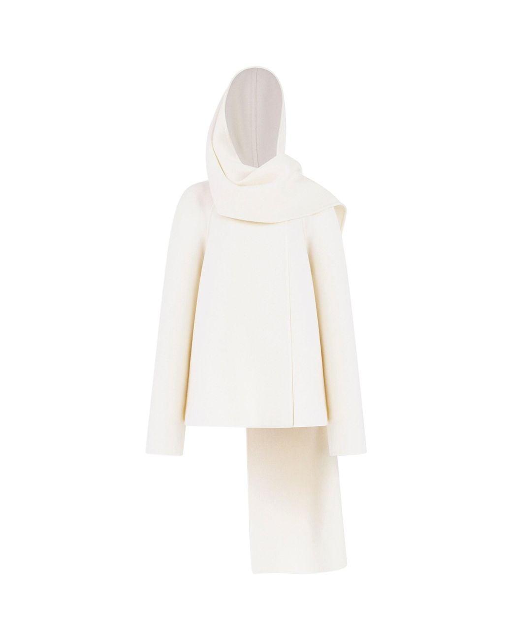 Alaïa White Wool Scarf Coat
