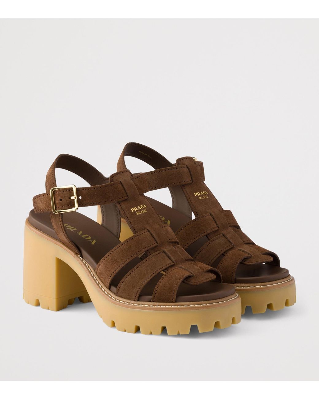Prada Brown Suede Platform Sandals 90