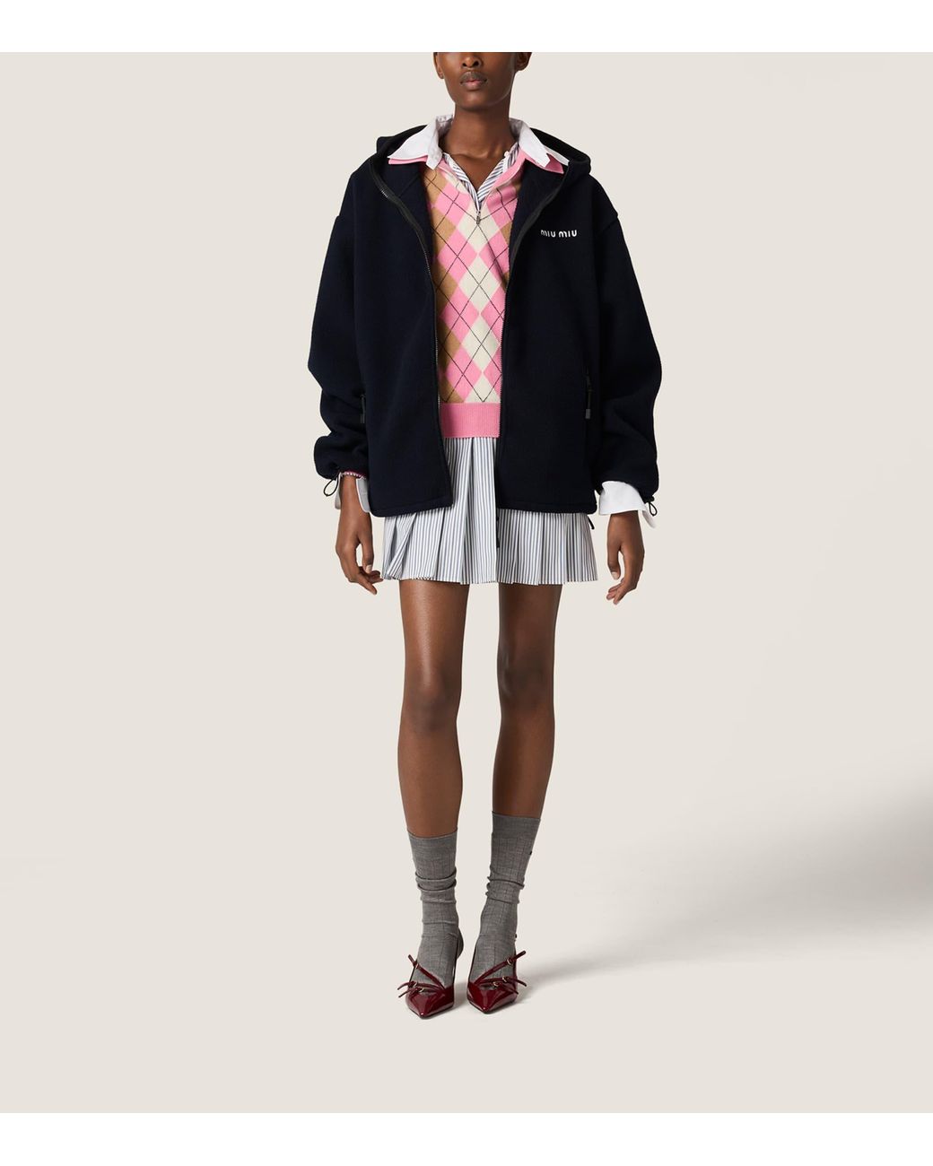 Miu Miu Black Fleece Zip-Up Hoodie