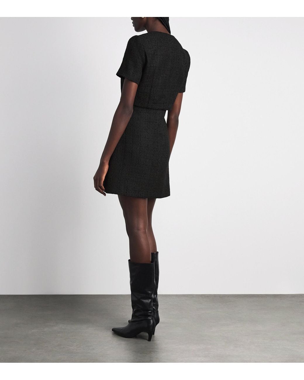 Sandro Black Tweed Belted Mini Dress
