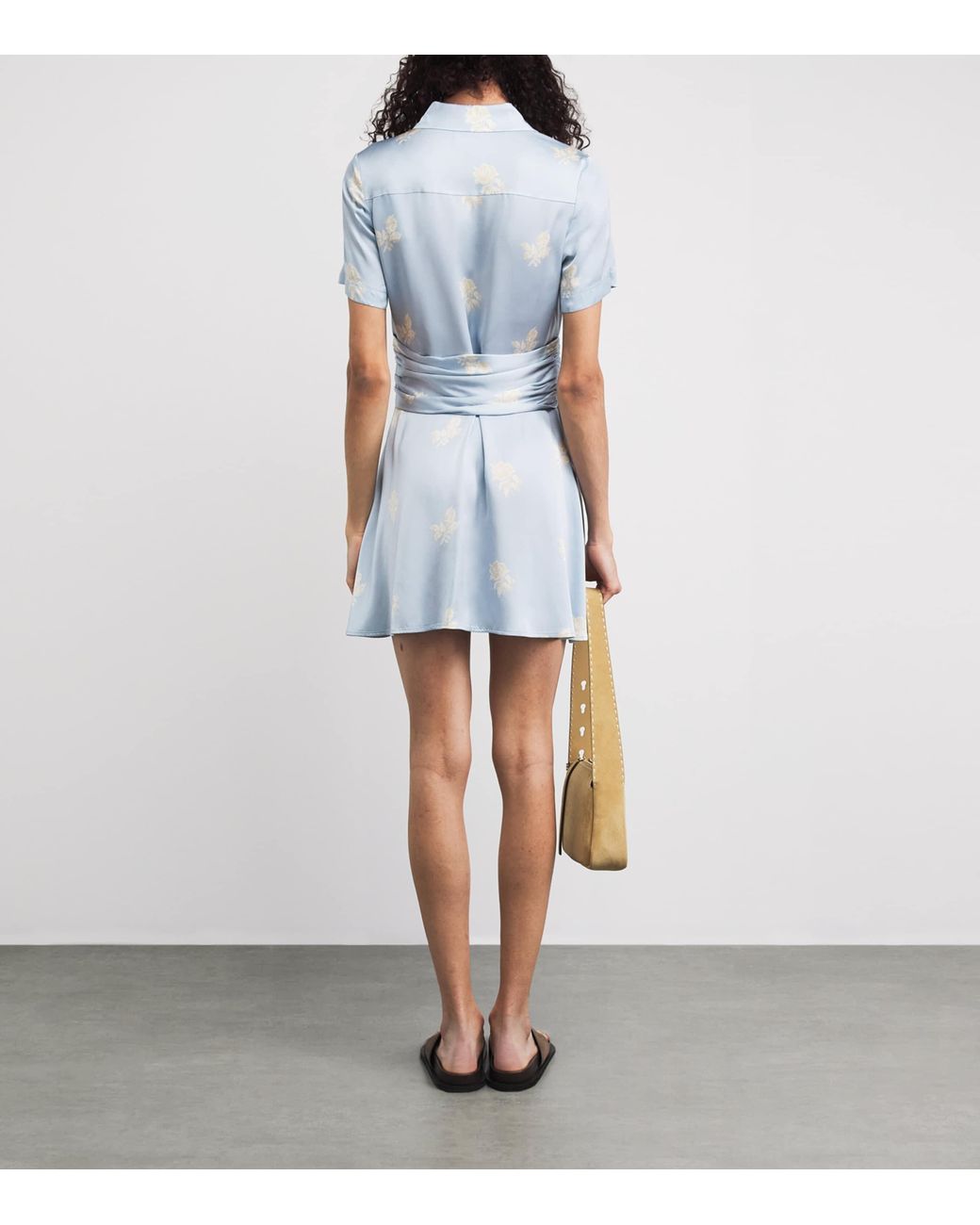 Claudie Pierlot Blue Satin Floral Mini Dress