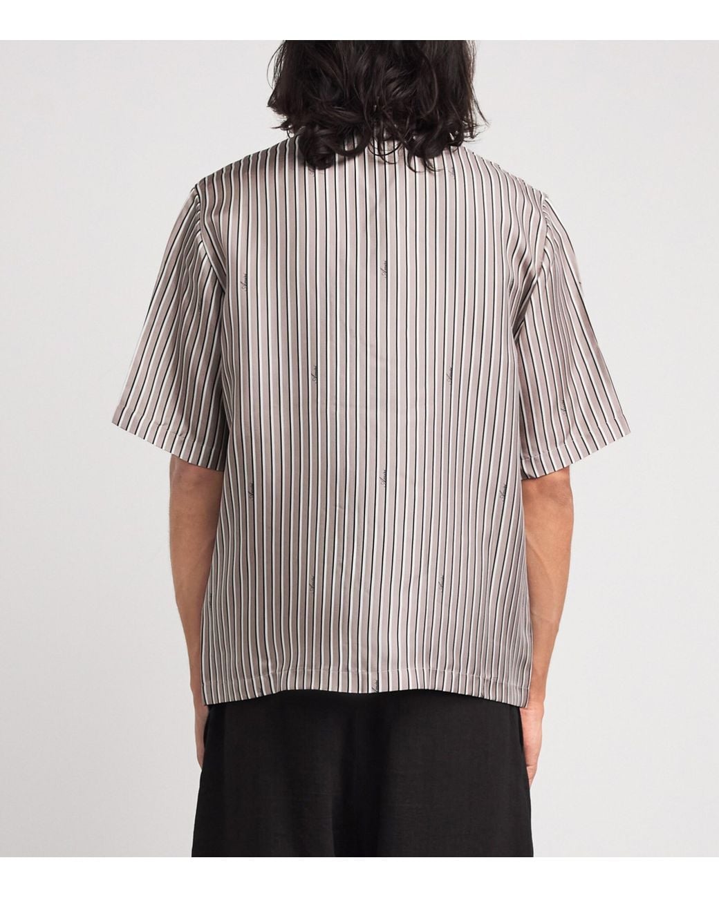 Amiri Gray Silk Stripe Script Shirt for men
